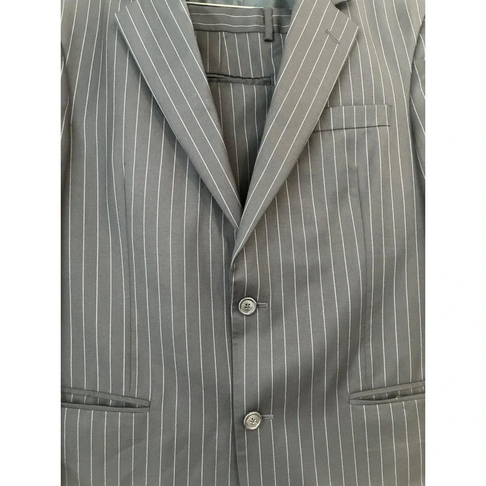 Jos A Bank Mens Gray Pinstripe Wool/ Cashmere‎ Blend Suit, 41R Jacket,35 R Pants